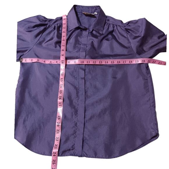 VINTAGE Blouse Top M/L Iridescent Purple Retro Office Career Special Event‎ VTG - Picture 4 of 10